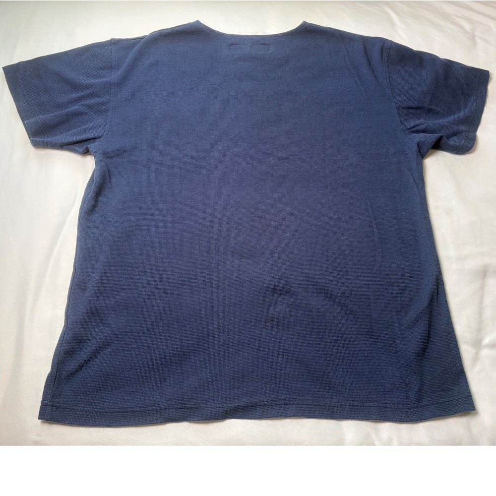Boxer Boxer Henley Shirt Mens XL Blue Excellent Waffle Knit Pocket Short Sleeve - Picture 2 of 11
